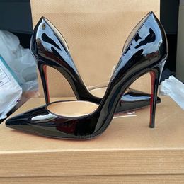 Designer Luxury red bottoms heels Red Shiny Sole 8cm 10cm Slim Heels Party Black Pink Nude Lacquer Leather Womens Formal Shoes