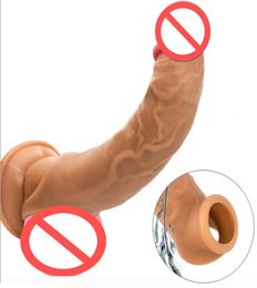 Realistic Top Liquid Silicone Penis Sleeve Extender Cock Enlargement Enhancer Male Reusable Delay Gonobolia Dick Ring Adult Sex To4315092
