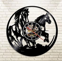 1Piece Horses LED Lighting Animals Wall Clock Horse Riding Laser Etched LED Backlight Modern Clock Gift For Horseman1360715