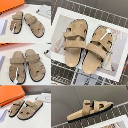 NEW Designer Sandals Slippers Sandals Womens Calfskin Leather Blue Canvas Fuchsia Orange Black Suede Flats Slides Summer Beach Women Sandal Shoes with box