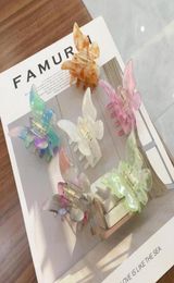 Women Girls Acetate Resin Hair Claw Sweet Fairy Butterfly Hairpin Clip Gradient TieDye Coloured Styling Tools Barrettes3451759