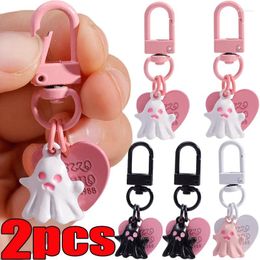 Keychains 1/2pcs Halloween Ghost Keychain Cute Cartoon Little Love Pendant Bag Key Chain Car Ring Gifts