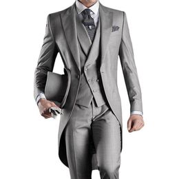 Custom Made Groom Tuxedos Groomsmen Morning Style 14 Style man Peak Lapel Groomsman Men's Wedding Suits Jacket Pants Ti205R