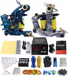 Beginner Complete Tattoo Kit 2 Professional Tattoo Machine Kit Coil Machine Guns Power Supply Needle Grips Set 9497591