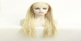 613 Blonde Box Braided Synthetic Lace Front Wig Simulation Human Hair LaceFrontal Braid Hairstyle Wigs 194236139177539
