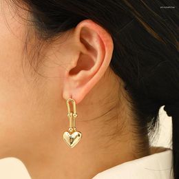 Dangle Earrings Korea Fashion Joint Chain Splicing Heart Shaped Ear Stud For Women Vintage 925 Silver Needle Drop Jewelry