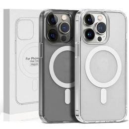 Share to be partner Magsoge Transparent Cases Magnetic Wireless Charging Case for iPhone 15 14 12 11 13 Pro Max Mini XR Xs 7 8 Plus SE back Cover 848DD