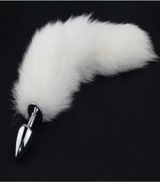 Latest Sexy Stainless Steel Anal Plug With Real Fox Tail Bead Anus Plug Adult Bdsm Product Sex Toy Size S M L3778198
