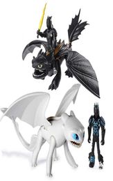 2pcs How to Train Your Dragon 3 night fury Light Fury Toothless Action figure White Dragon Toys Children Birthday Gifts toy Y20048308687