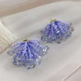 Stud Earrings French Fireworks Jellyfish Crystal Beads Tassel Design Fairy Summer Ear Pins Women's Accessories