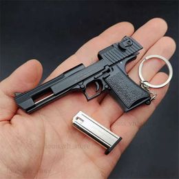 Gun Toys 1 3 High Quality Metal Model Desert Eagle Keychain Toy Gun Miniature Alloy Pistol Collection Toy Gift Pendant T240309