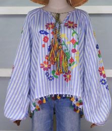 Shirts Vintage Embroidery Shirts Women Tunic Summer Clothing Loose Long Sleeve Laceup Fringes White Cotton Ethnic Blouse Shirt Blusas