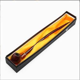 smoke Exquisite carved pattern red resin wood pipe with a length of 410mm, fashionable and generous long slender wooden pipe