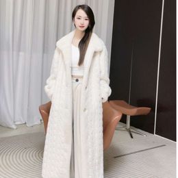 2023 Winter New Fashion Dressing With Thickened Velvet And Heat Feeling Mink Plush Coat Women's Long Style 586358