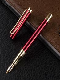 DIKA WEN 8010 Red Gold Clip Business ink Pen Luxury gift Office school office supplies Gifts Writing Metal Fountain Pen2225545