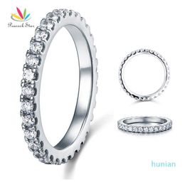 luxury- Peacock Star Eternity Solid 925 Sterling Silver Wedding Band Stacking Ring Jewelry Cfr8045 Y19051002314L