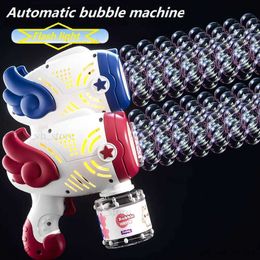 Gun Toys Electric bubble machine flash music automatic bubble blower soap water bubble gun childrens outdoor toys T240309