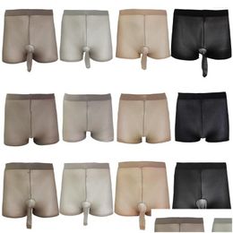 Underpants Men Pantyhose Open Closed Sheath Underwear Stockings Y Mens Seamless Tra Thin Boxer Briefs Stocking Drop Delivery Apparel Dhunx