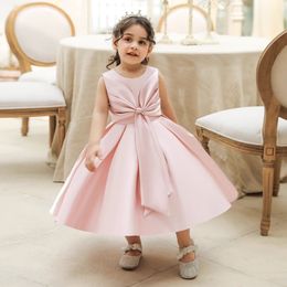 Småbarn Baby Girl Party Dresses Big Bow Spädbarn Birthday Princess Dress for Girls Wedding Prom Gown Children Clothes 240226