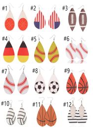 Fashion Sports Styles PU Leather Droplet shape Earrings Vintage Baseball Football America National Flag Earring Kids Jewellery T10C09273532