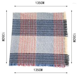 Men's Vests Autumn And Winter Round Yarn Enlarged Thickened Double-sided Color Plaid Thorn Wool Square Scarf Women's Shawl