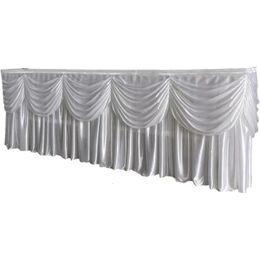 10FT Length Transparent Ice Silk Table Skirt Tablecloth Skirting With Top Swag Drape For Wedding Event Party Decoration 240307