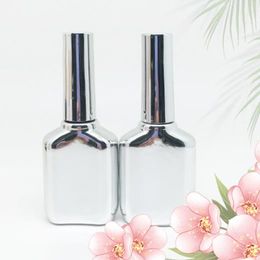 15ML Empty Nail Polish Bottle Cosmetic Containers Silver Glass with A Lid Brush Nail Glass Bottles with Brush