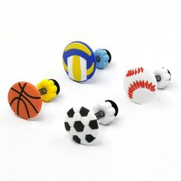 10pcs Charms Cartoon Sports Ball Shoe Accessories Football Basketball Buckle Decorations Fit Croc Wristband JIBZ Kids X-mas258A