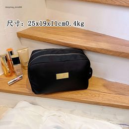 Factory Wholesale Explosive Bags New Family Small Fragrance Makeup Bag Black Double Zipper Waterproof Large Capacity Storage Womens