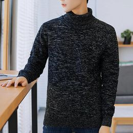 Men's Sweaters YJKVUR 2024 Cotton Rib Knit Turtleneck Thick Sweater Men Vintage Winter Warm Knitwear Classical Pullovers Jumper