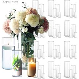 Vases 48 Pack Clear Glass Cylinder Vases for Centrepieces - Different Sizes Floating Candle Vases Holder Freight Free Home Decorations L240309