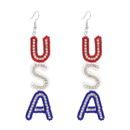 Dangle Earrings Fashion Beaded Crystal Long For Women Trending USA Letter Charm Europe America Statement Jewellery