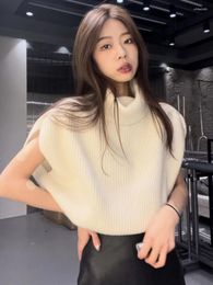 Women's Sweaters Turtleneck Short Sleeve Loose Sueter Mujer Solid Knitted Oversized Pullovers Korean Chic Sweater For Women Temperament