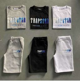 Mens Trapstar T Shirt Set Letter Embroidered Tracksuit Short Sleeve Plush Shorts Advanced Design 66