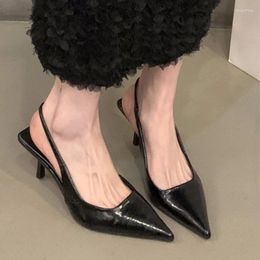 Dress Shoes Women's On Sale 2024 Brand Slip Pumps Autumn Pointed Toe Solid Fashion Mid Heel Profession Women