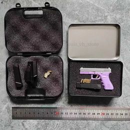 Gun Toys 1 3 Alloy Empire G17 Pistol Model Shell Ejection Mini Toy Gun Keychain Weapon Metal Fake Gun Free Assembly With Holster T240309