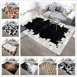 Black White Imitation Cowhide 3D Printed carpets Modern Nordic Home Decor Floor Rug Child Bedroom Play Area Rugs Kids Room Mats1274W