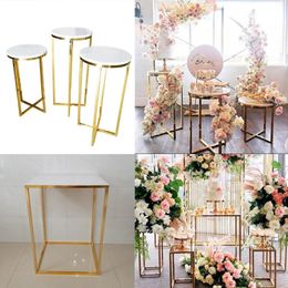 Luxury Fashion Wedding Reception Flower Garland Plinth Table Decoration Birthday Party Cake Food Stand Dessert Rack Holder Column 264S