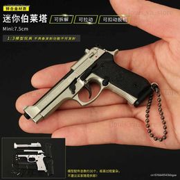 Gun Toys 1 3 High Quality Toy Gun Beretta 92F Model Shell Eject Metal Keychain Miniature Alloy 1911 Pistol Collection Gift pendant T240309