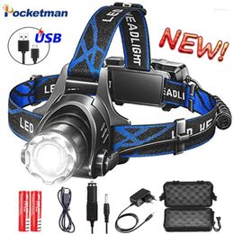 Headlamps LED Headlight Zoomable Headlamp DC Rechargeable Head Lamp Waterproof Flashlight 18650 For Emergency Camping Hiking