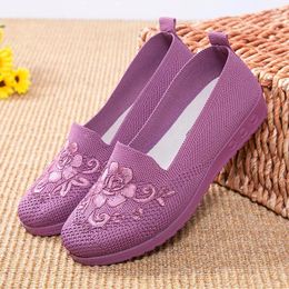 Casual Shoes Breathable Cloth For Women's Soft Bottom Non-Slip Mom Shoe Low-Cut Slip-on Shockproof Spring Summer Ity