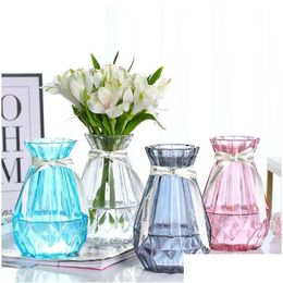 Vases Geometric Flower Glass Vases Origami Arranging Green Plants Hydroponic Device Nordic Vase Decoration Drop Delivery Home Garden H Dhj8Y