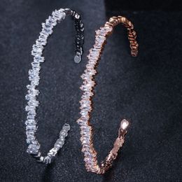 Cubic Zirconia Cuff designer bracelet Opening Adjustable bracelet Luxury Fashion Copper Rose Gold Silver Irregularity Bracelets je2701