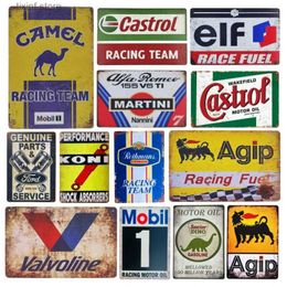 Metallmålning Vintage Tin Metal Sign Esso Gulf Castrol Motor Oil Wall Decor for Home Garage Bar Man Cave 8 x 12 Inch T240309