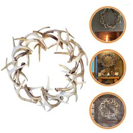 Decorative Flowers Artificial Home Accents Decor Christmas Stag Horn Wreath Resin Xmas Garden Wall Ornament