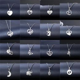 Pendant Necklaces Stainless Steel Necklace Heart Cat Elephant Dolphin Butterfly Moon For Women Men Jewelry