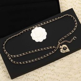2023 Luxury quality charm pendant necklace waist belt black genuine leather have box stamp PS7565A239x