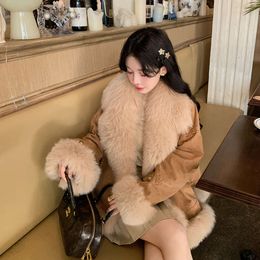 Caramel Cookie 2023 Winter New Cowboy Fox Collar Fur Coat Women's Goose Down Inner Tank Youth Style Overcoming 484006