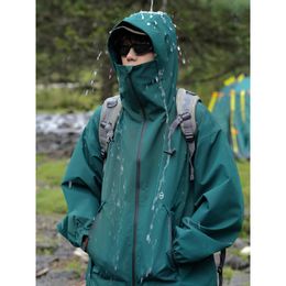 Mens Spring High Quality Hardshell Jacket Fashion Waterproof Hooded Outdoor Mountain Climbing Motorcycle 240227