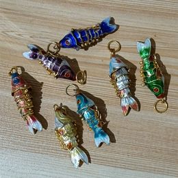 5pcs 4cm Handcraftsed Lifelike Sway Koi Fish Charms DIY Jewellery Making Charm Cloisonne Enamel Lucky Carp pendant Earrings Bracelet250w